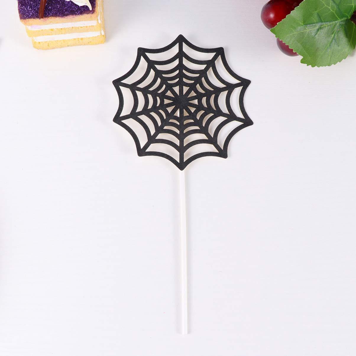 Hemoton Hemoton 12pcs Spider Web Cake Toppers,Paper Cupcake Toppers,Spider Web Cake Decorations,Spider Cake Topper Decoration,Halloween Spider Party Supplies or Wedding Festival Kids Birthday Spider Party