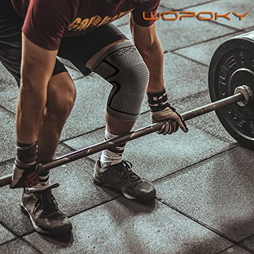 WOPOKY WOPOKY Knee Braces for Knee Pain, Compression Knee Sleeves Support for Weightlifting Running Squatting Basketball Working out, Knee Pain Relief for Meniscus Tear Arthritis (2 Pack)