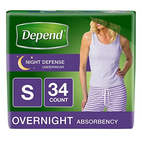 Depend Depend Night Defense Incontinence Underwear for Women, Disposable, Overnight, Small, Blush, 34 Count (Packaging May Vary)