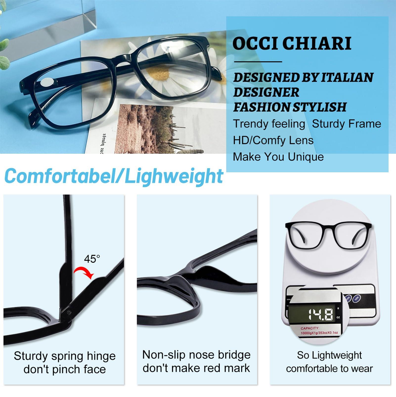 OCCI CHIARI OCCI CHIARI XL Reading Glasses Men Large head Comfortable Readers 1.0 1.25 1.5 1.75 2.0 2.25 2.5 2.75 3.0 3.5 4.0 5.0 6.0(3.5x Black)