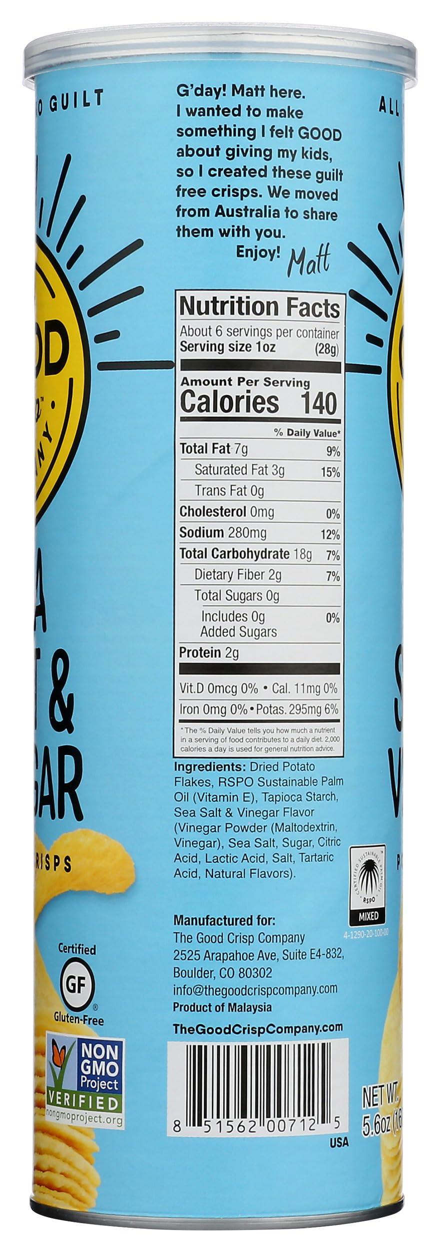 The Good Crisp Company The Good Crisp Company, Potato Crisps Sea Salt Vinegar, 5.6 Ounce