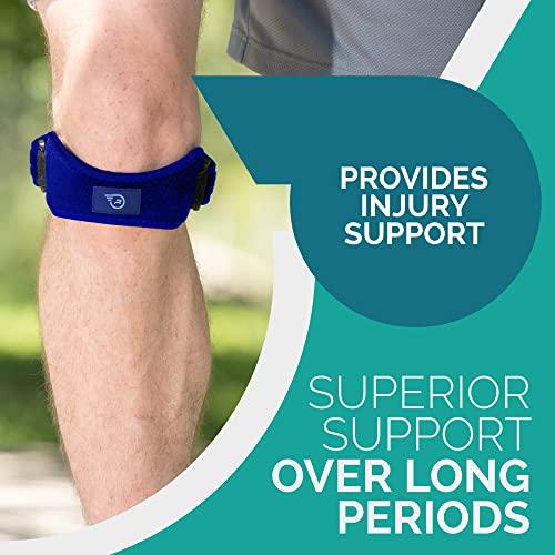 Run Forever Run Forever Sports Patella Strap Knee Brace Support for Arthritis, ACL, Running, Basketball, Meniscus Tear, Sports, Athletic. Best Knee Brace for Hiking, Soccer, Volleyball & Squats (Pack Of 2, Blue)