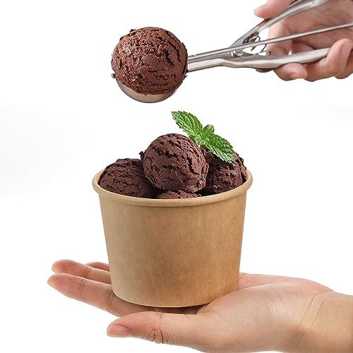 Lyellfe Lyellfe 100 Pack Disposable Paper Bowls with Lids, 8 Oz Heavy Duty Kraft Paper Bowl, To Go Soup Container Dessert Cups for Ice Cream, Yogurt, Cold and Hot