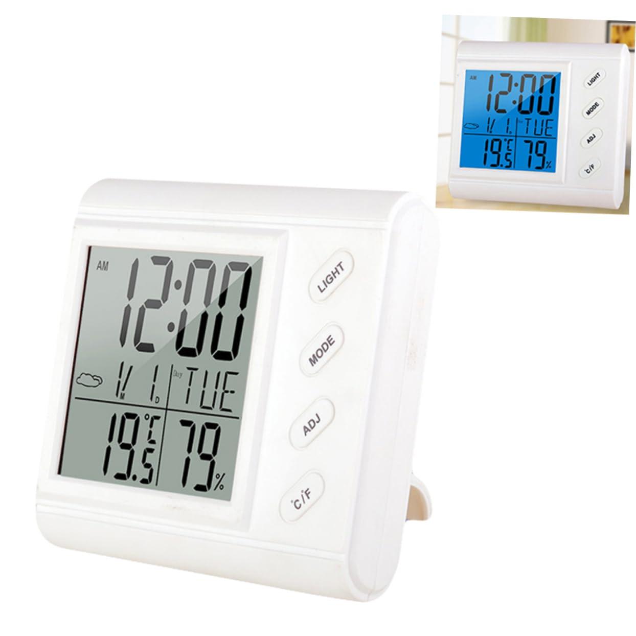 Homoyoyo Homoyoyo Thermometer Humidity Meter Home Office Hygrometer Clock Easy to Read Indoor Temperature Gauge