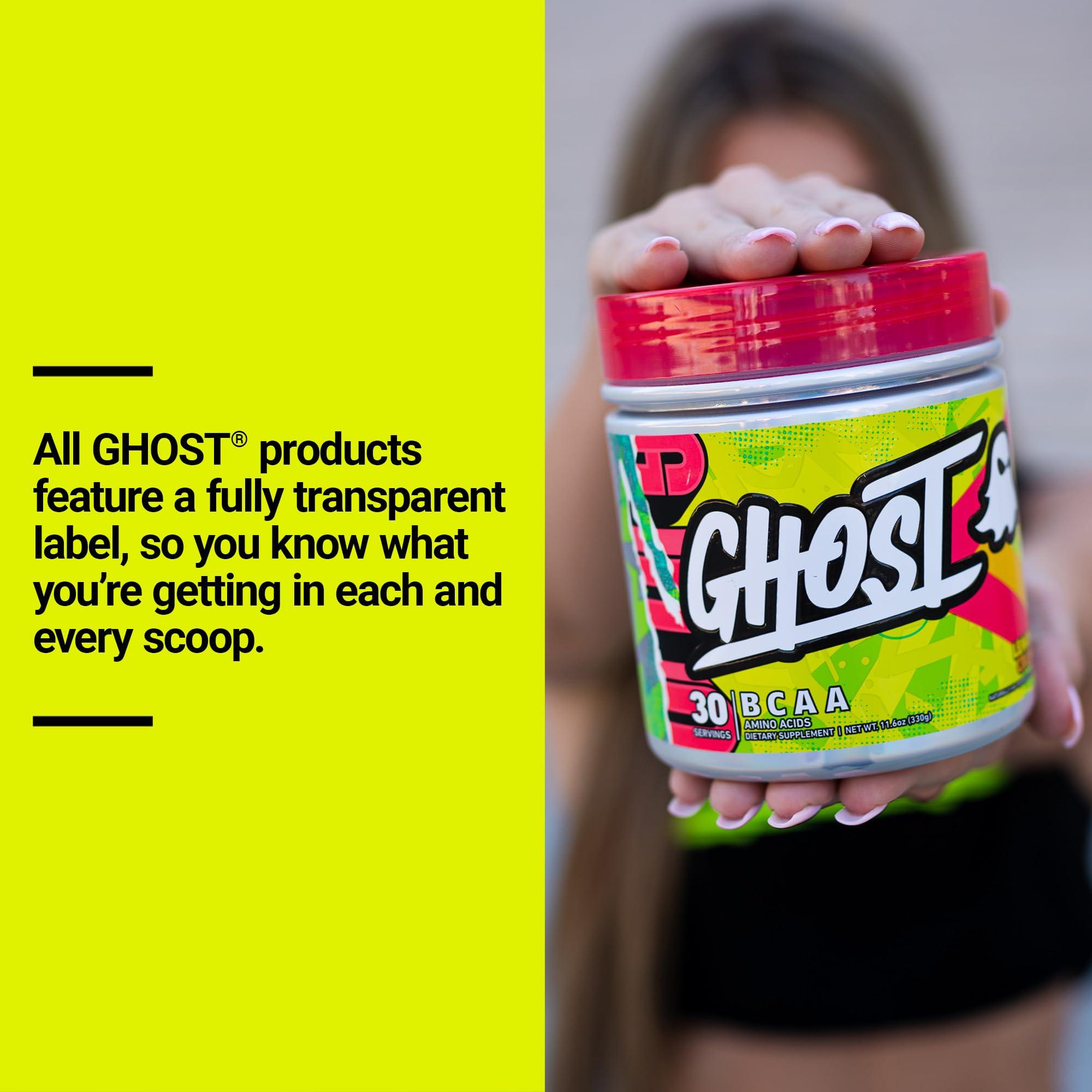GHOST GHOST BCAA Powder Amino Acids Supplement, Lemon Crush - 30 Servings - Sugar-Free Intra, Post & Pre Workout Amino Powder & Recovery Drink, 7G BCAA