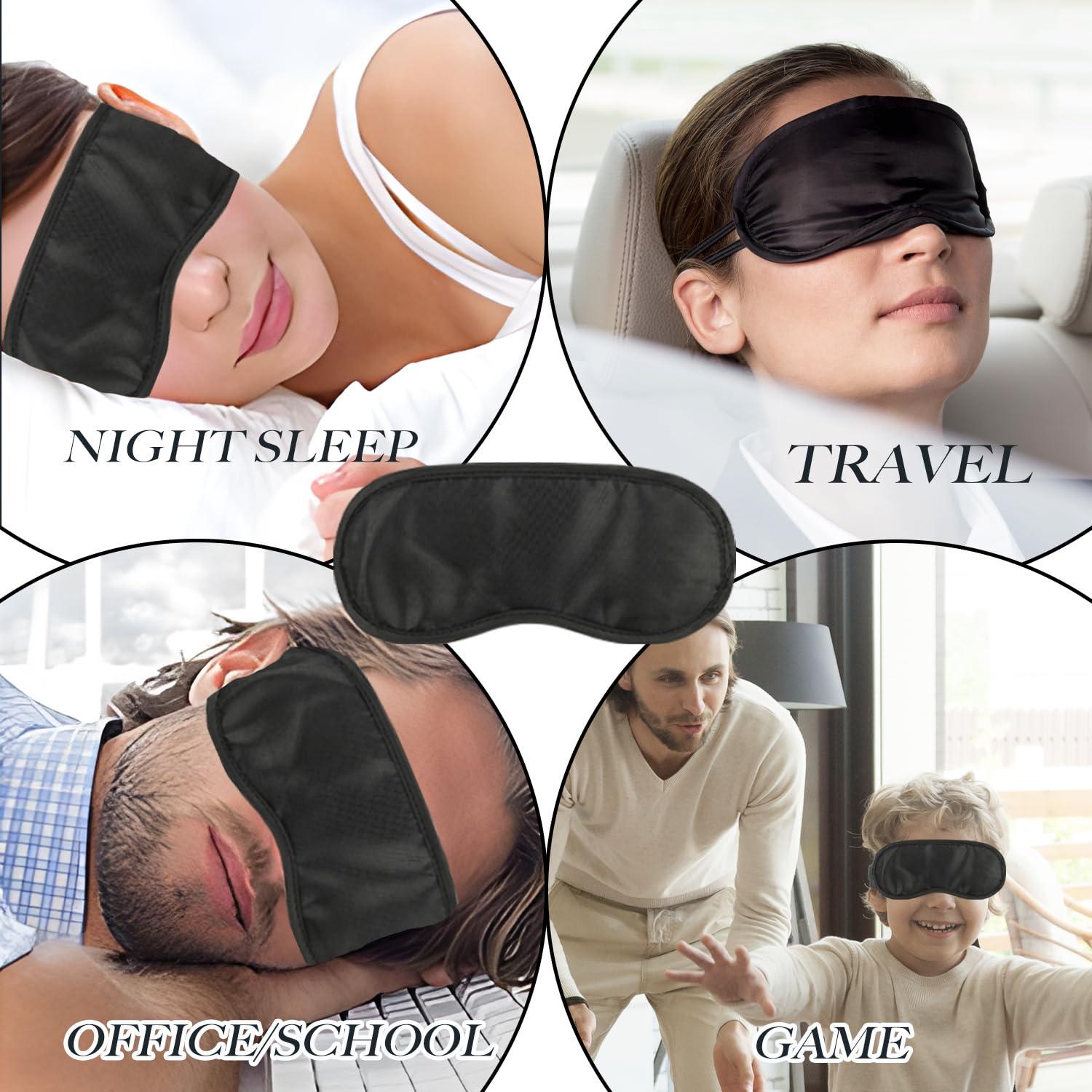 Liubeili 210 pcs Sleep Masks Bulk Eye Mask, Liubeili Sleeping Mask Blindfold Eye Cover Team Building Games Party with Nose Pad and Adjustable Strap for Women Men Kids 4 Layers Black