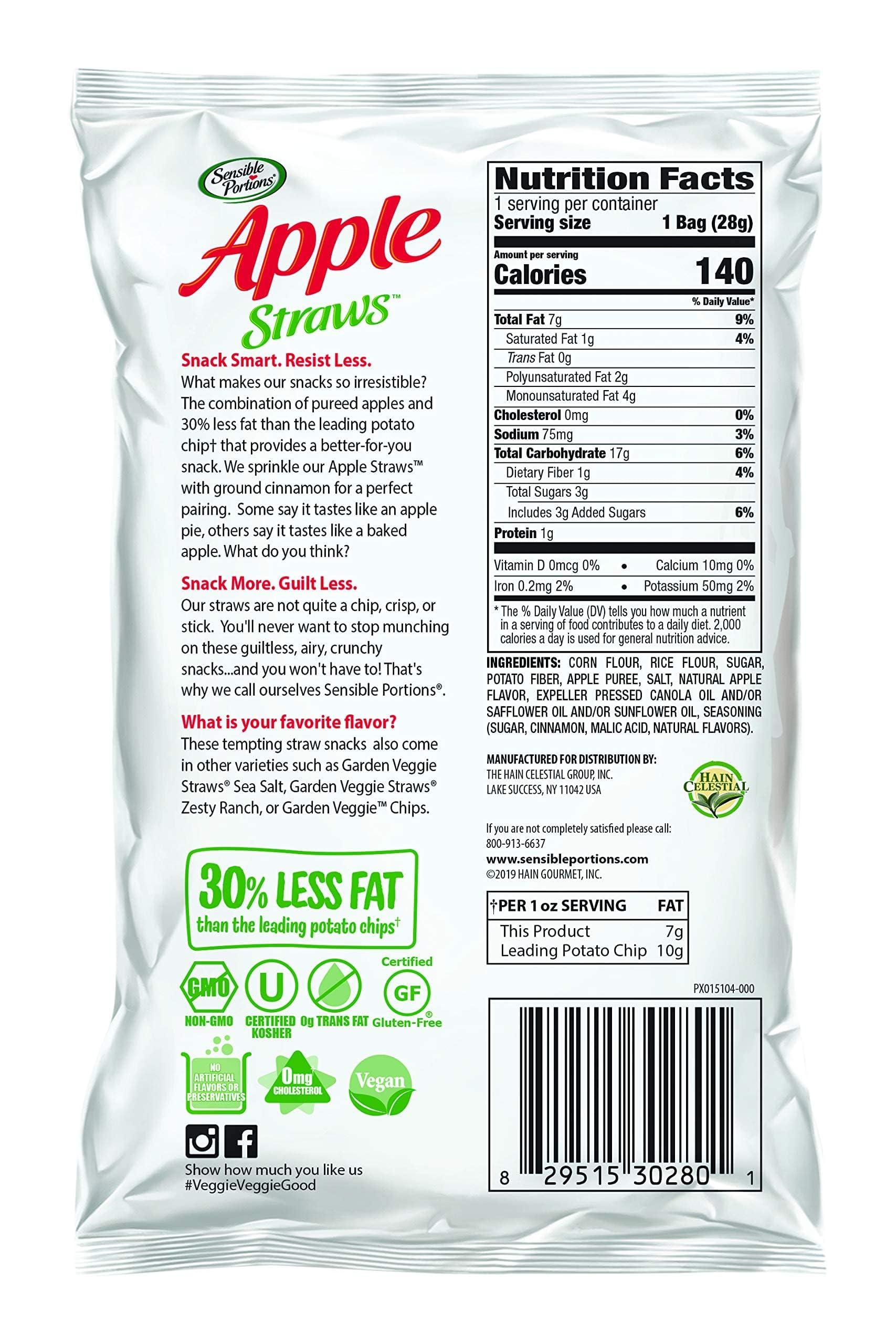 Sensible Portions Sensible Portions Garden Veggie Snacks - Veggie Straws, Snack Size, Apple Cinnamon, 1 Oz (Pack of 24)