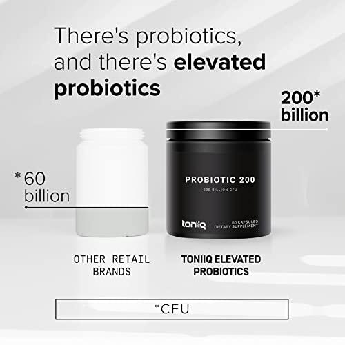 Toniiq Toniiq 200 Billion CFU Probiotic Supplement 30 Verified Third-Party Tested Strains - Fully Shelf-Stable Probiotics Formula with Prebiotic Blend - Extended Release Capsules
