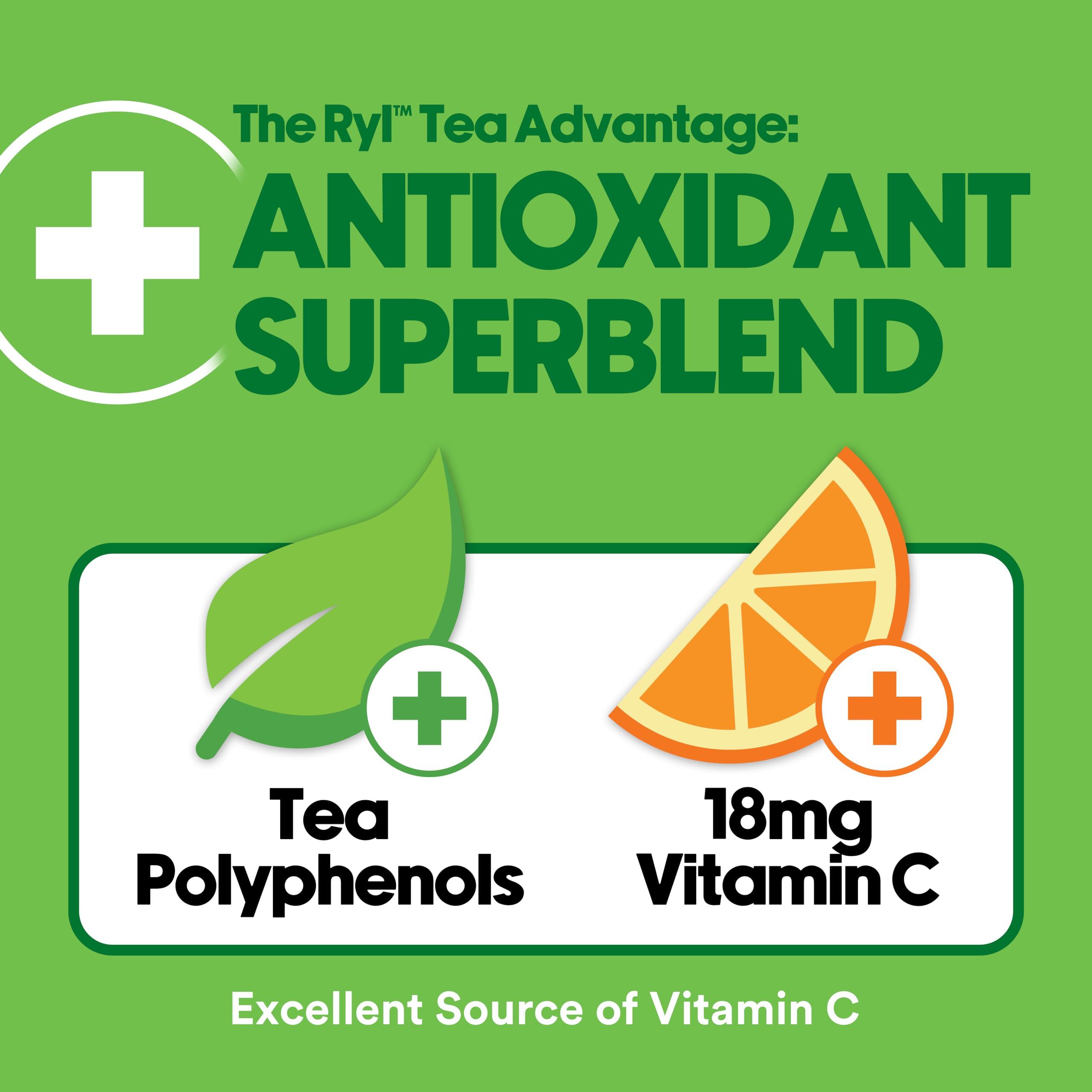 The Ryl Co Ryl Iced Tea, Green, Antioxidant Superblend, Zero Sugar, Low Carb, Zero Calorie Iced Tea, 16.0 Fl Oz (12-Pack)