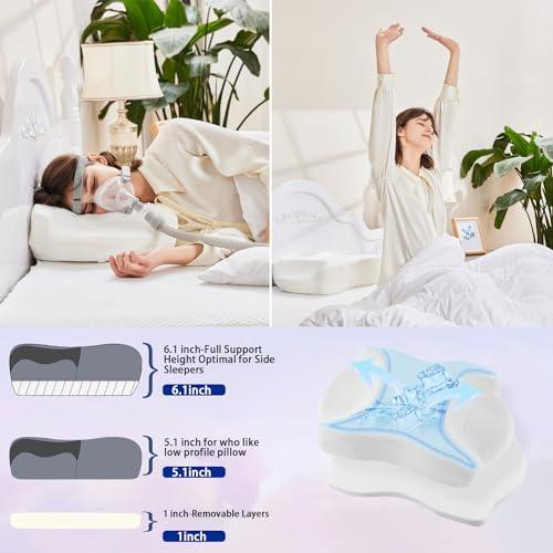 Dlight BD Dlight BD CPAP Pillow for Side Sleepers-Height Adjustable Memory Foam Pillow for CPAP Mask User-Reduce Full Mask Air Leak&Pressure for Back and Side Sleepers
