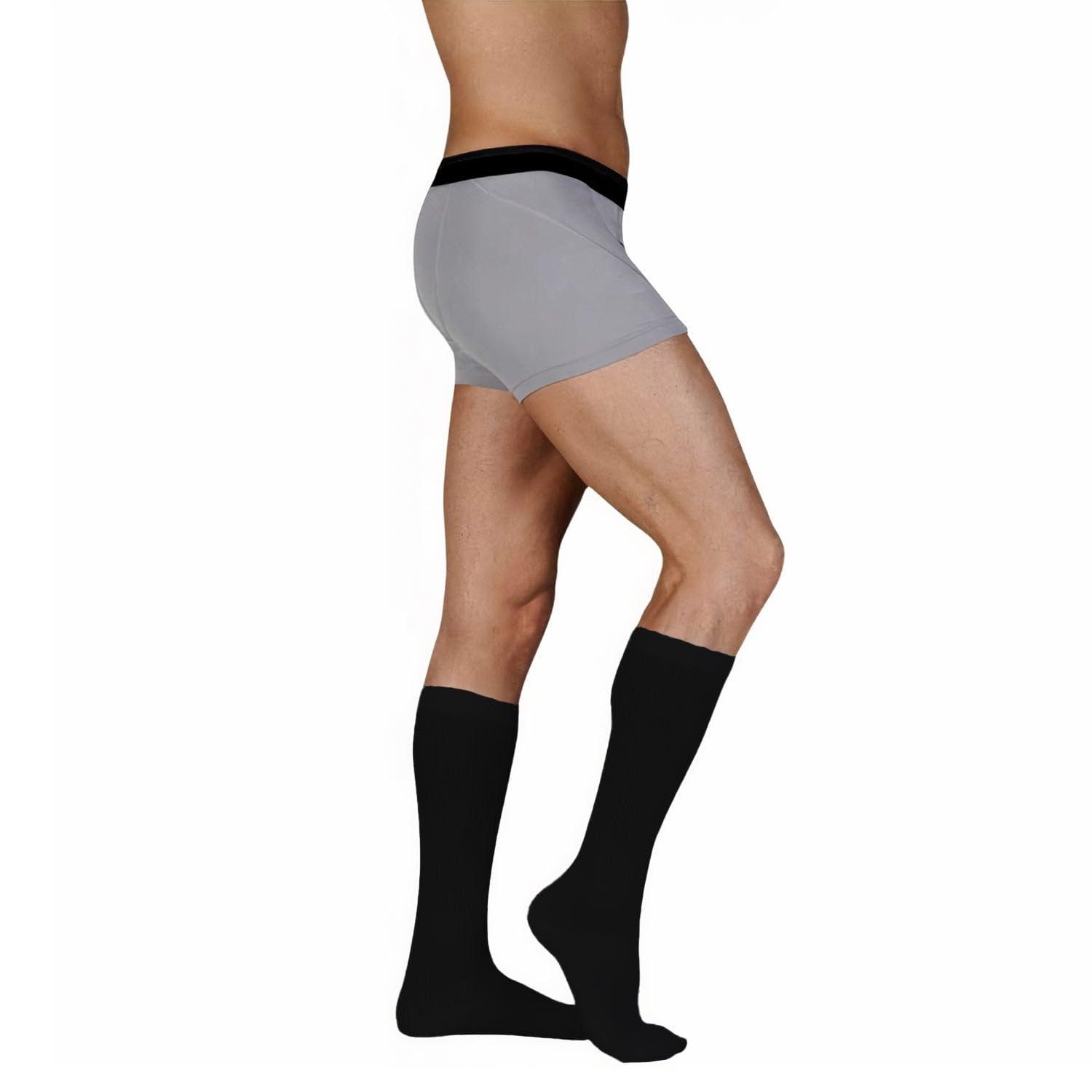 Juzo Juzo Power Comfort 15-20 mmHg Compression Stockings, Ribbed Texture, Knee High, Closed Toe | Compression Socks for Tired, Aching or Swollen Legs, Mild Varicosities | Black, Medium