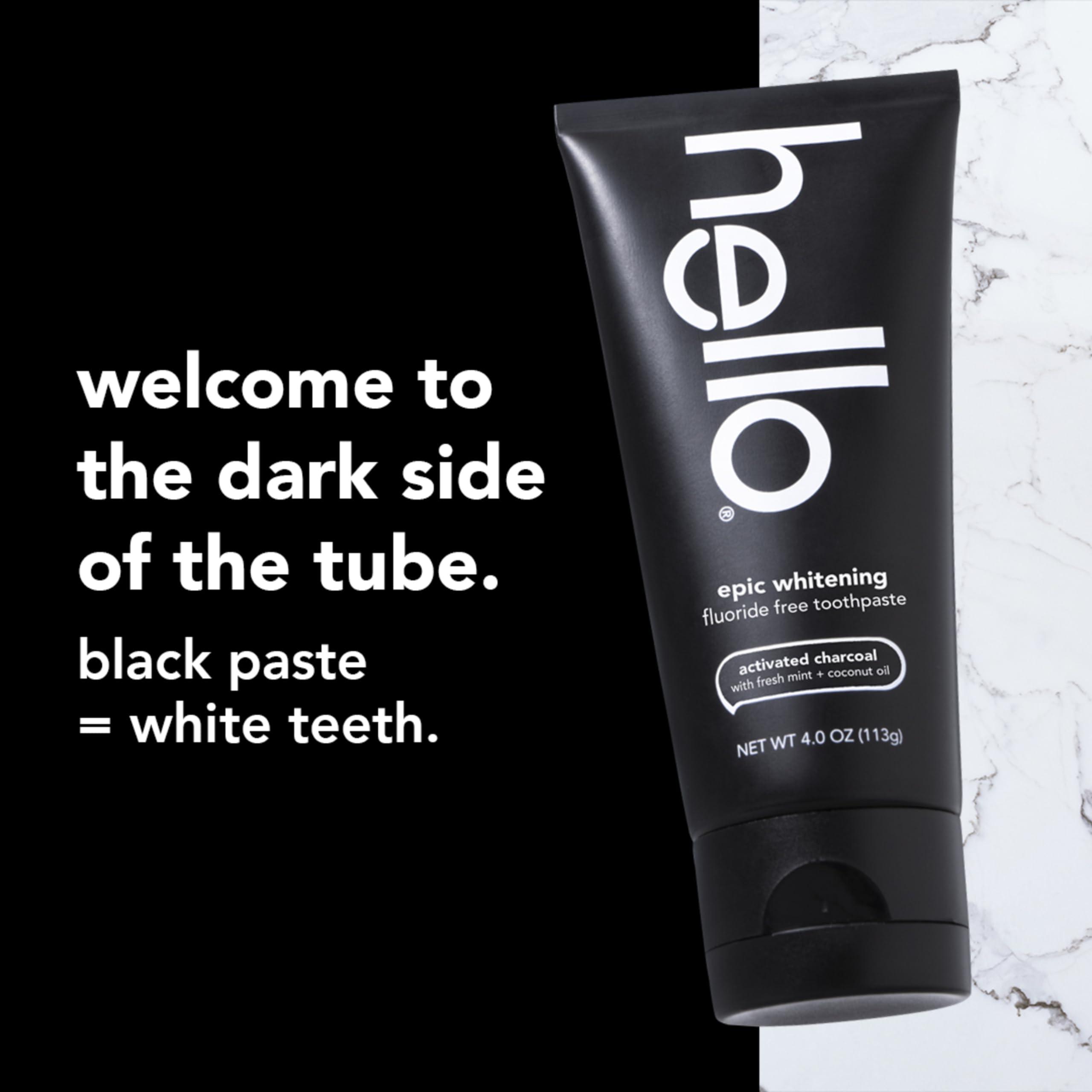 hello hello Dragon Dazzle Blue Raspberry Kids Toothpaste & Activated Charcoal Epic Whitening Fluoride Free Toothpaste, Fresh Mint + Coconut Oil, Vegan & SLS Free