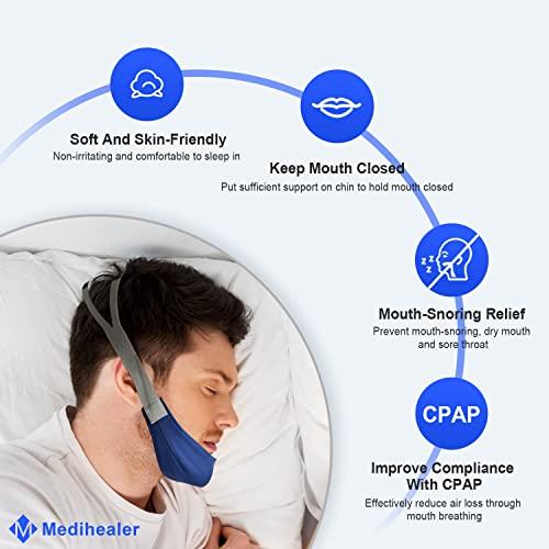 Medihealer 2 Packs Chin Straps for Users and Mouth Breathers - Anti Snoring Chin Strap for Men and Women,Chin Straps to Reduce Air Loss, Instant Mouth-Snoring Relief, Great Value Supplies by Medihealer.