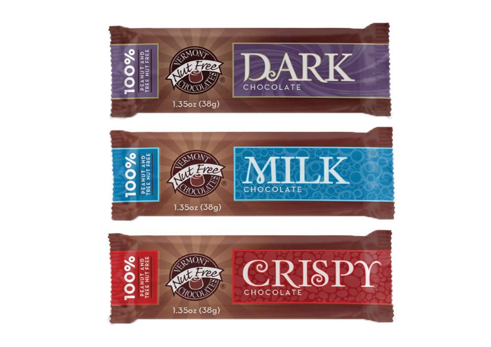 Vermont Nut Free Chocolates Vermont Nut Free Chocolates Small Chocolate Bar (Dark Chocolate) 1.35 Ounce Bars, 18 Count, Nut-Free, Egg-Free, Kosher