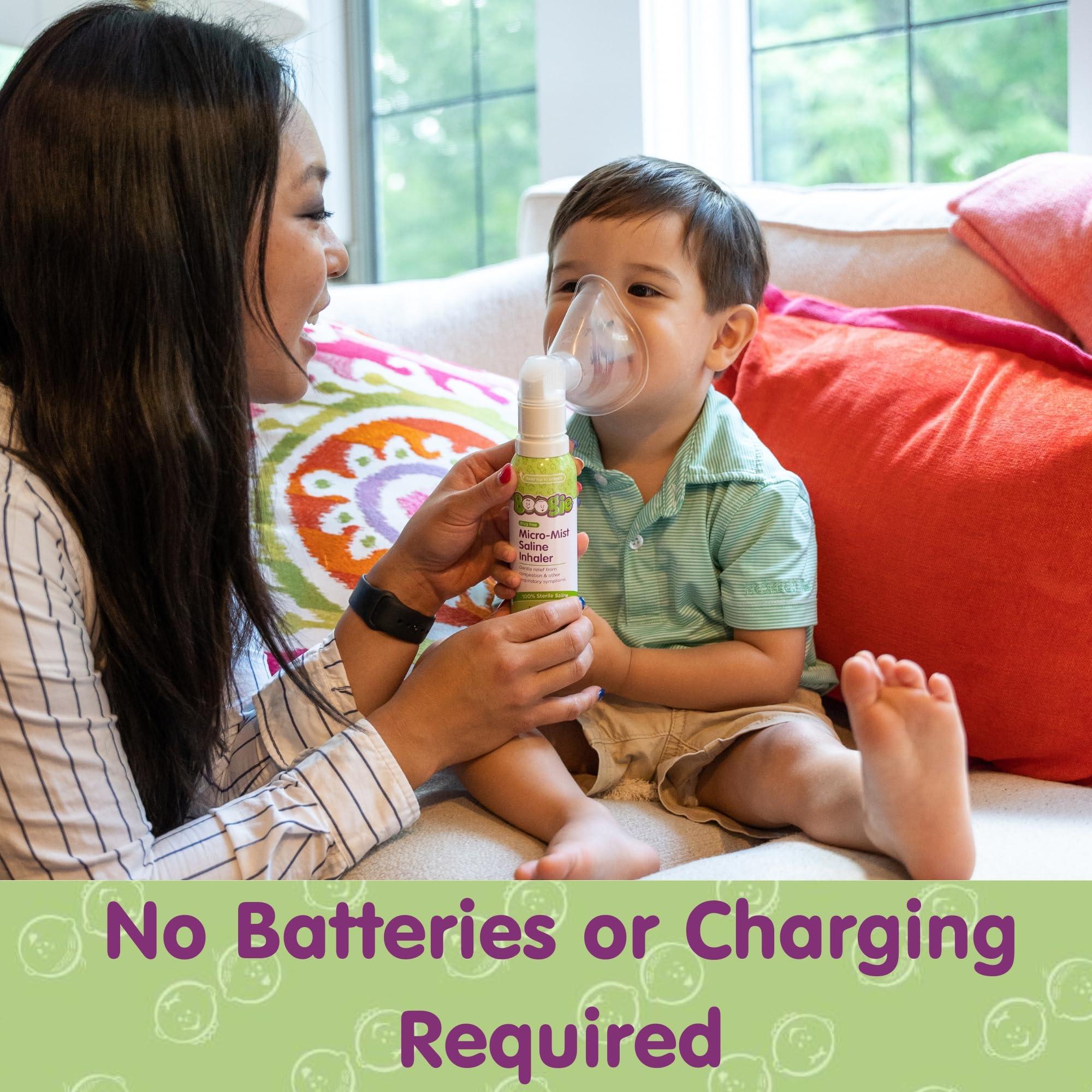 Boogie Boogie Micro-Mist Saline Inhaler, Baby Nose Congestion Relief, Nasal Spray for Kids, Pediatrician Recommended, HSA/FSA Eligible, Unscented, 1.7 oz (Pack of 1)