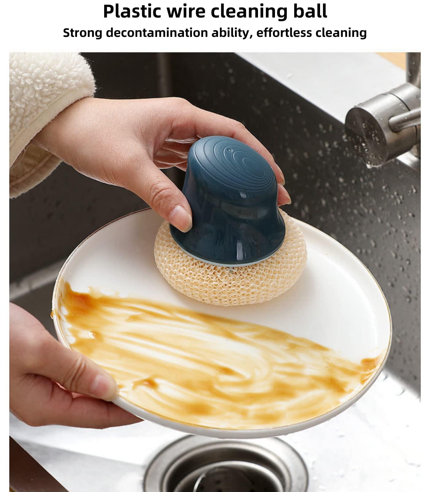 BeyondNice BeyondNice Metal & Plastic Dish Brush with Handle, Scrub Brush for Cleaning Kitchen and Washing Dishes, for Sink, Pots, Pans, Cleaning Brushes Tools (Blue,Three)