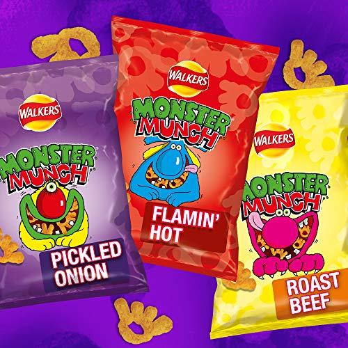 Walkers Monster Munch Flamin sweet and spicy Hot Snacks, 40g (Pack of 30),packaging may vary