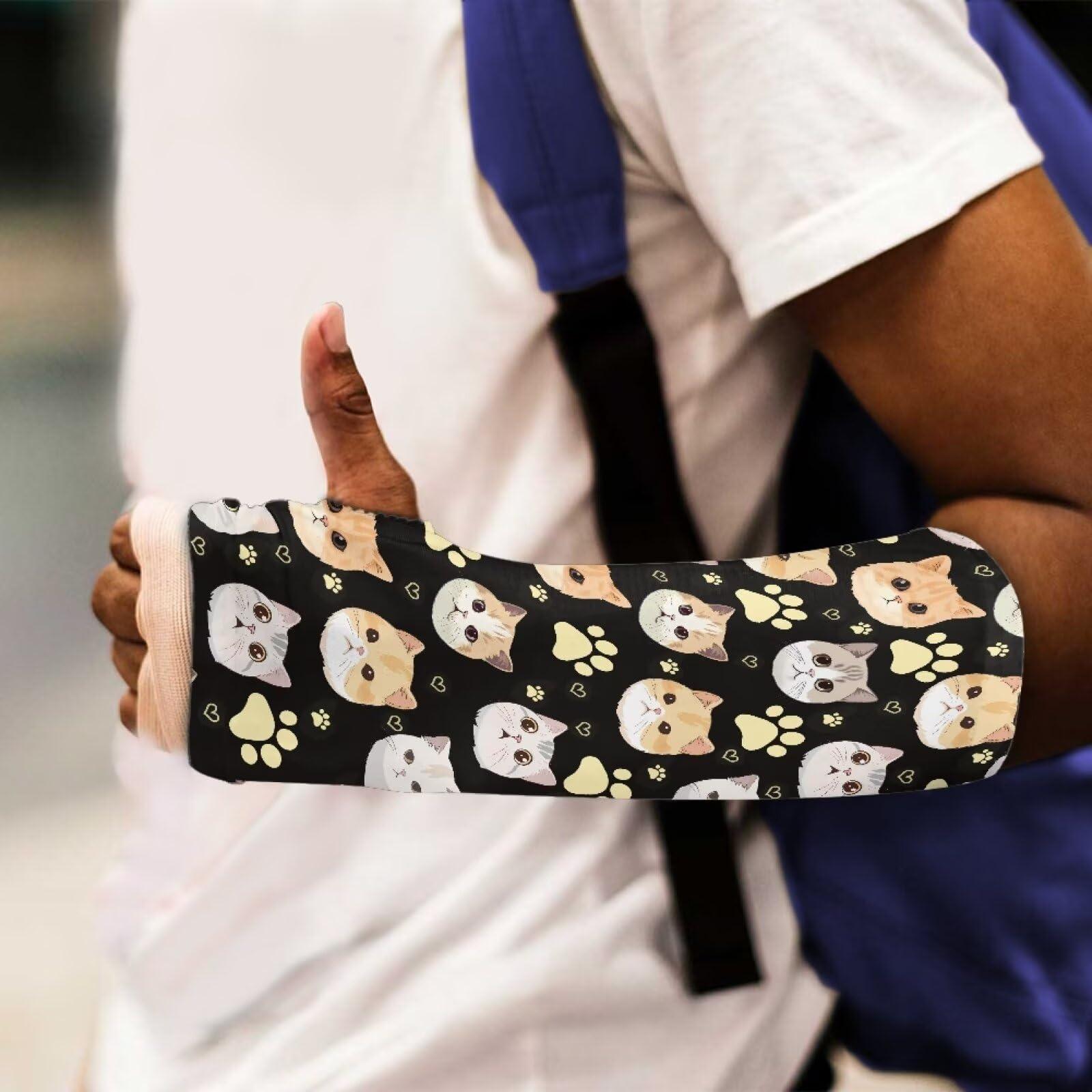 Gomyblomy Gomyblomy Funny Cats Arm Cast Cover Paw Print Arm Cast Protector for Bath Shower Breathable Washable Arm Cast Sleeve for Adults Kids