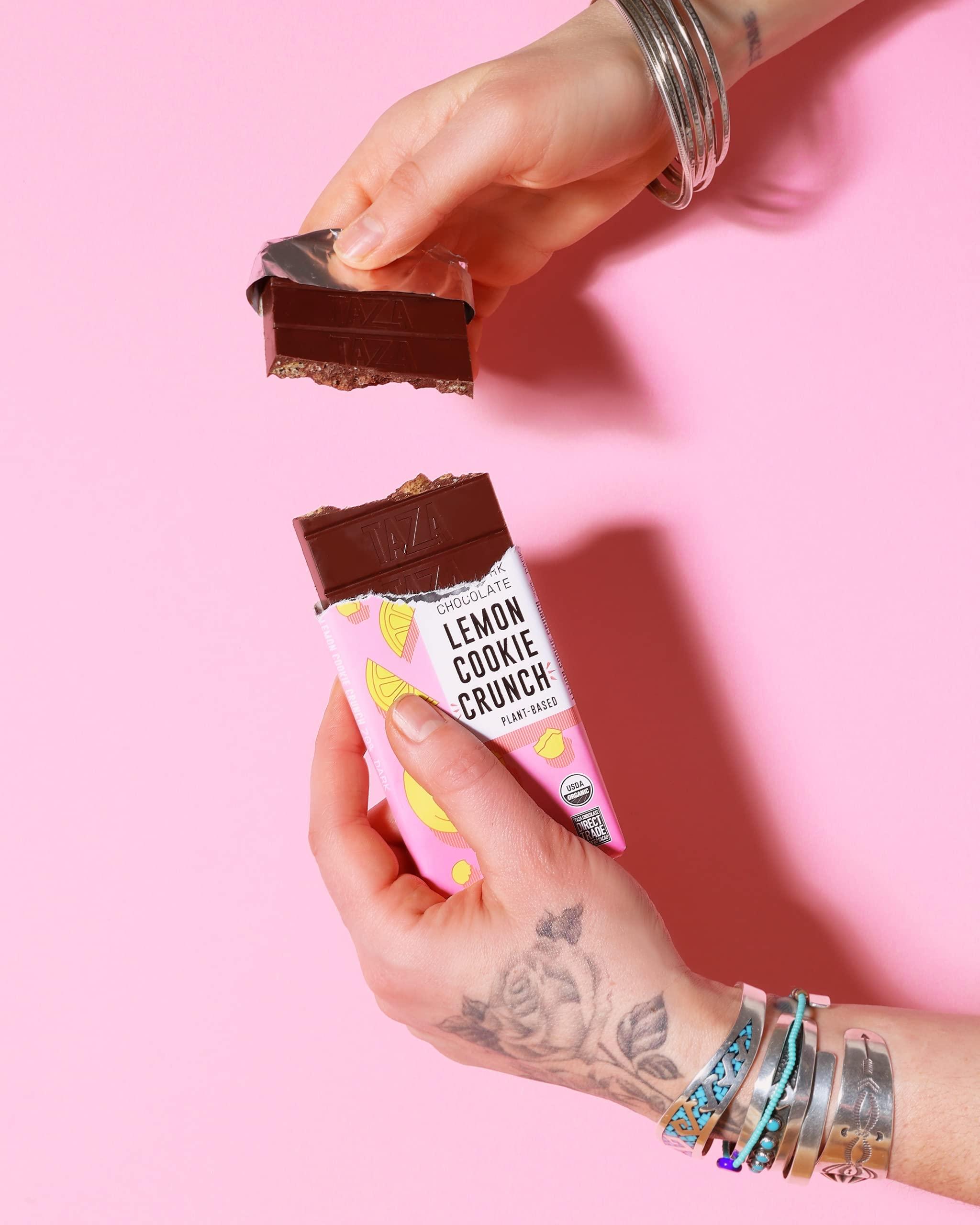 Taza Chocolate Taza Chocolate Organic Smooth & Crunchy Bars 70% Stone Ground, Lemon Cookie Crunch 2.5 Ounces (10 Count), Vegan