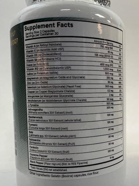 NEW AGE Selenium, Zinc, Iodine, L Tyrosine, Ashwagandha - Thyroid Support Supplement for Women and Men with Bladderwrack, Turmeric, Silica Kelp, Schisandra - 60 Count