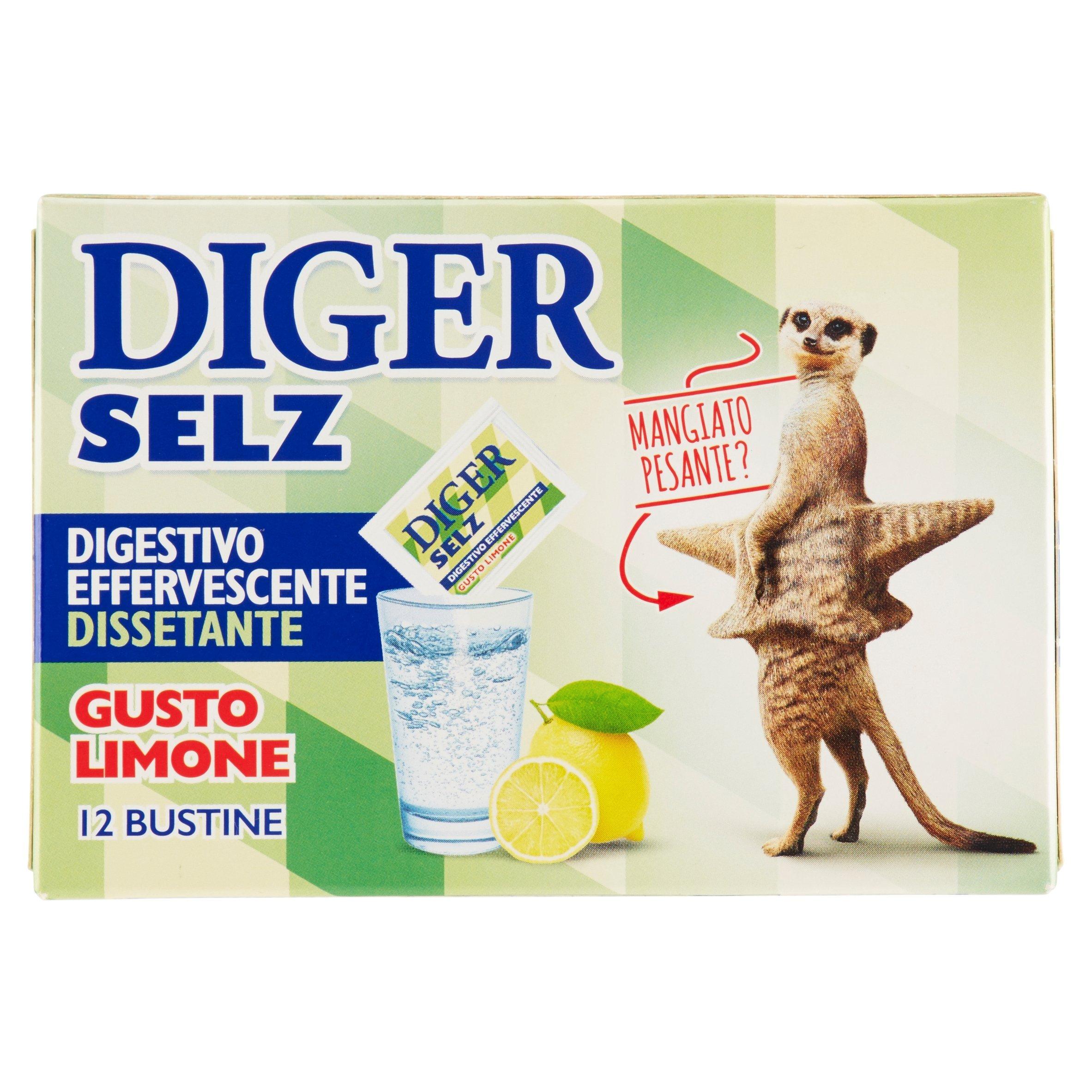 Diger Selz Diger Selz: Effervescent Antacid Powder, Lemon Taste * 12 Sachets, 3.5 Grams Each * [ Italian Import ]