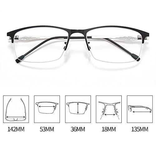 DDXW DDXW Photochromic Reading Glasses Men Transition Sunglasses Multifocus Metal Half Frame Eyeglasses Black Fashion Reading Sunglasses (Size : +2.50)