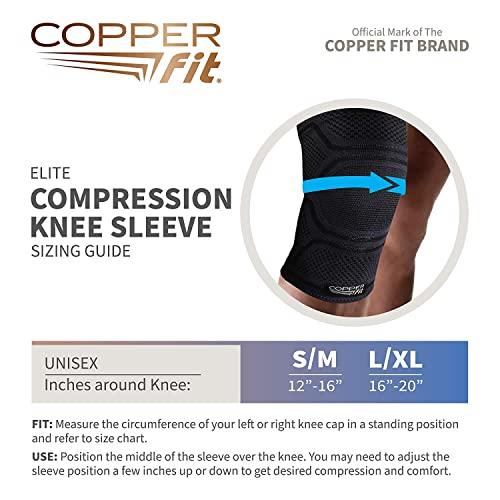 Copper Fit Copper Fit Elite Knee Compression Sleeve Knee Brace 2-Pack, Black (Large/X-Large, 16\'\'-20\'\'),2.0 Count