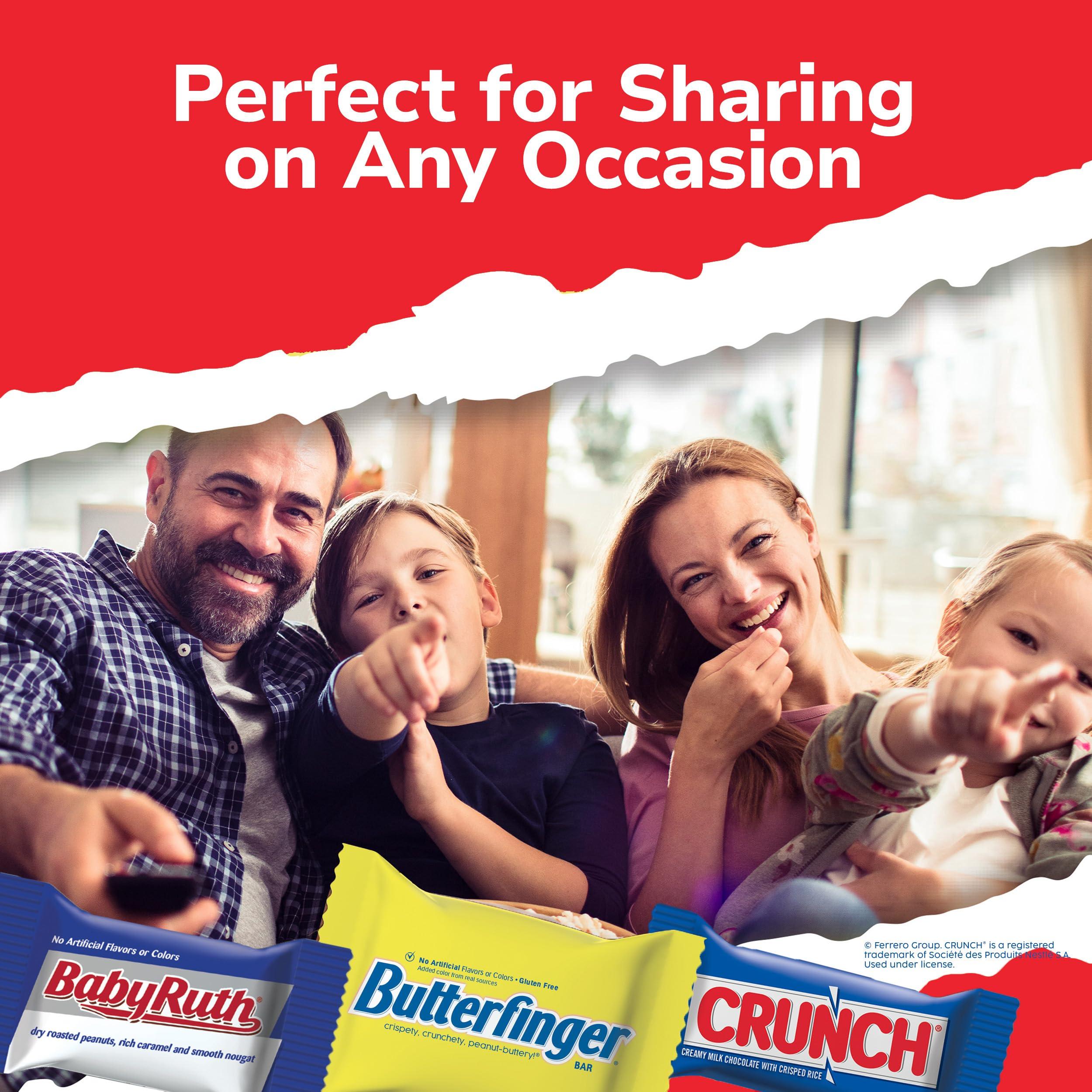 Butterfinger Butterfinger, CRUNCH, Baby Ruth and 100 Grand, Bulk 60 Pack, Assorted Fun Size Chocolate Candy Bars, Stocking Stuffers, 37.2 oz