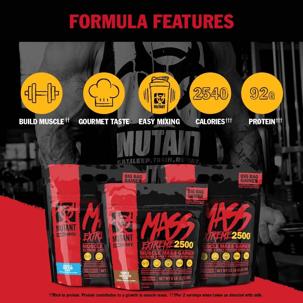 Mutant Mutant Mass Extreme Gainer Whey Protein Powder Build Muscle Size and Strength High Density Clean Calories (Vanilla Ice Cream, 6 lbs)
