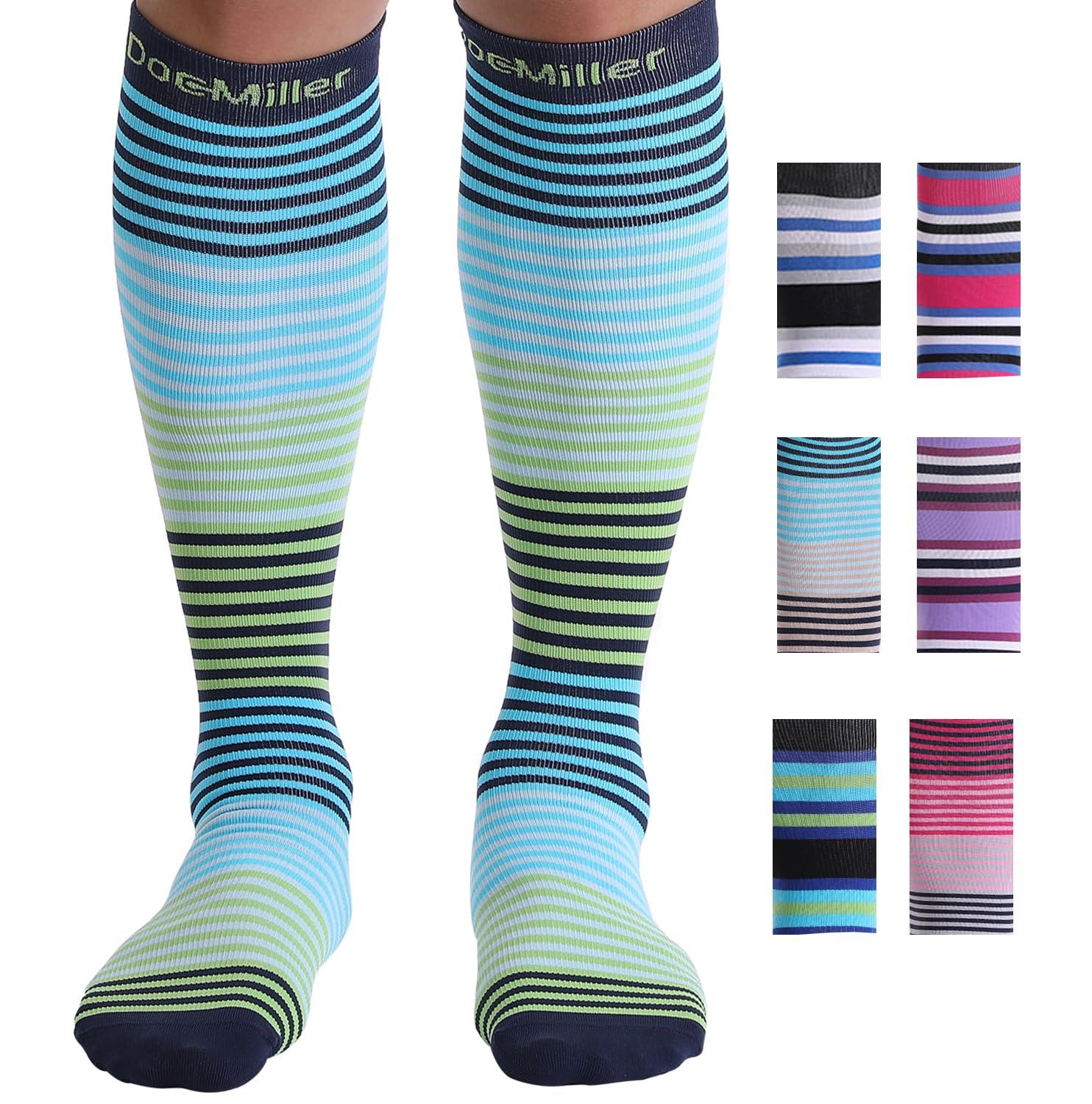 Doc Miller Doc Miller - Compression Socks for Women & Men - 15-20mmHg Knee High, Medical Grade Support, Size 3X-Large - Best for Sport, Travel, Nurse, Pregnancy, Circulation & Varicose Veins - Neon Green, 1 Pair