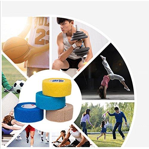 FOU Self Adherent Wrap Tape Medical Cohesive Bandages Flexible Stretch Athletic Strong Elastic First Aid Tape for Sports Sprain Swelling and Soreness on Wrist and Ankle 6 Pack 1Inch X 5Yards(Beige)
