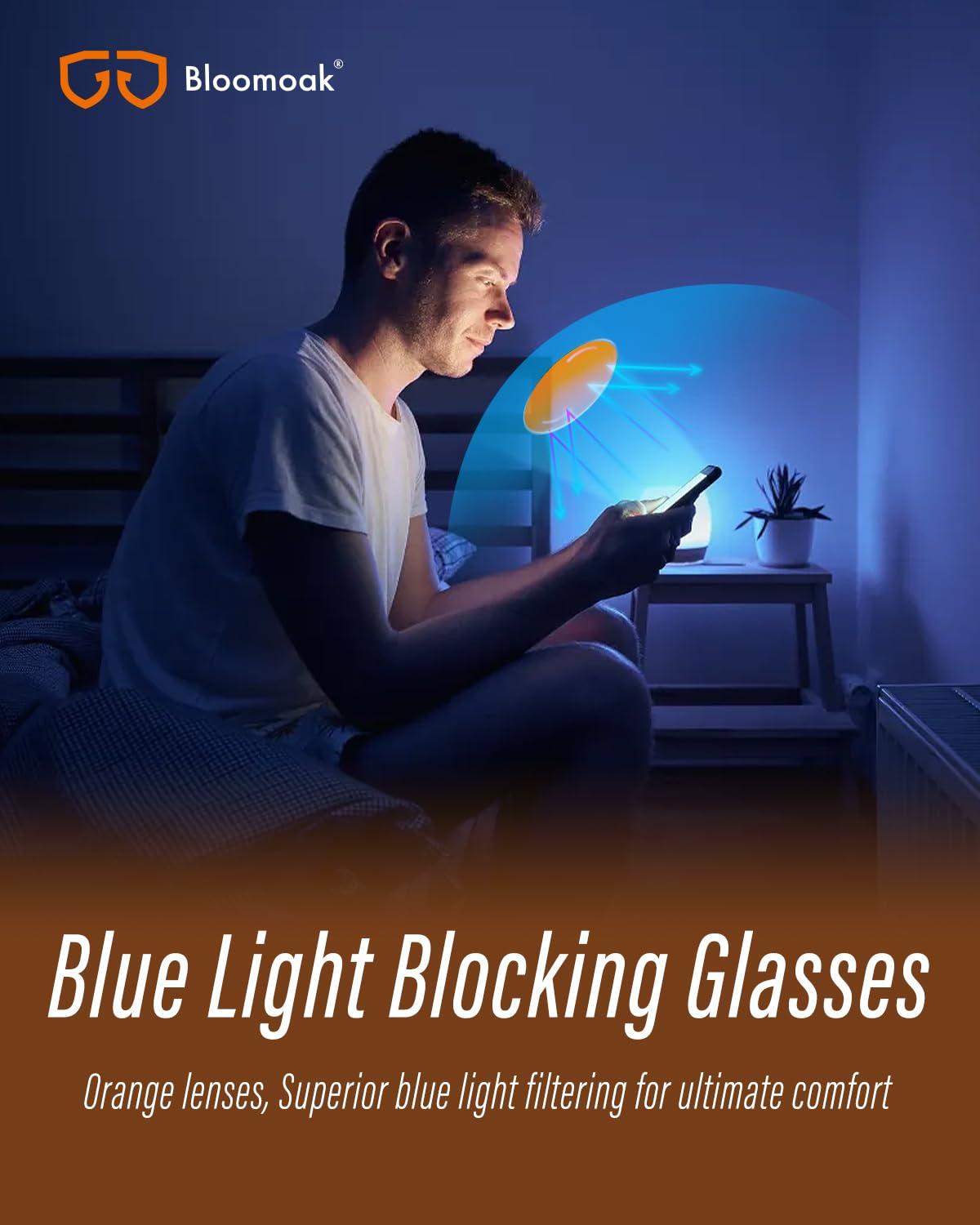Bloomoak Bloomoak 99% Blue Light Blocking Glasses,Retro Round Glasses,Relieve Eye Fatigue,Improve Sleep,For Screens/Games