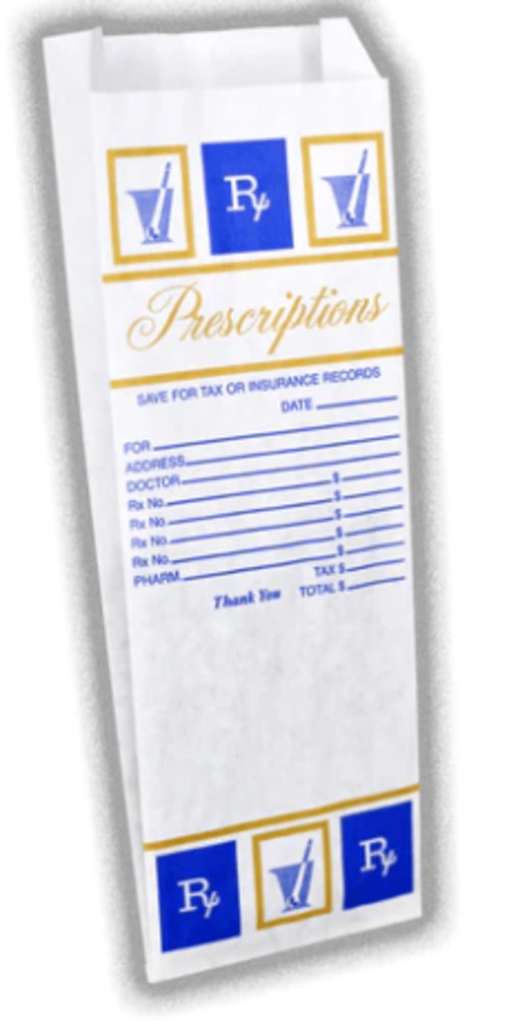 Snappy Rx Supply 3000 Pack Pharmacy Bag, GS Design White Prescription Bag 3.5x 1.5 x 10 Pharmacy Paper Bag - Medicine Container, Medication Packaging for Drug Stores