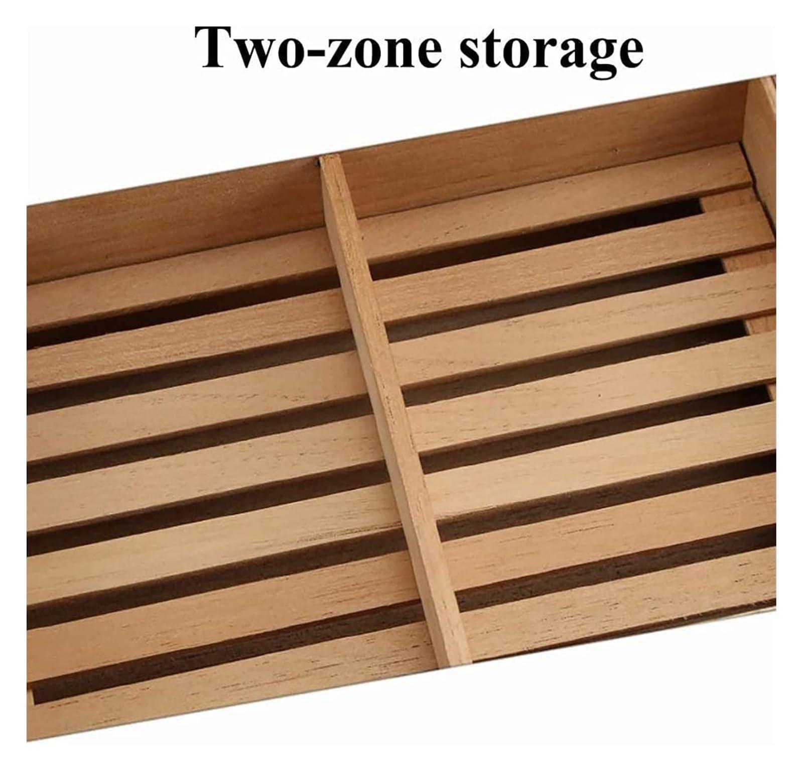 TiStm Cigar Humidor Handcrafted Humidor, Handmade, Desktop Cigar Storage, with Hygrometer Humidifier, for Men, for 50 Cigars, Ebony Finish