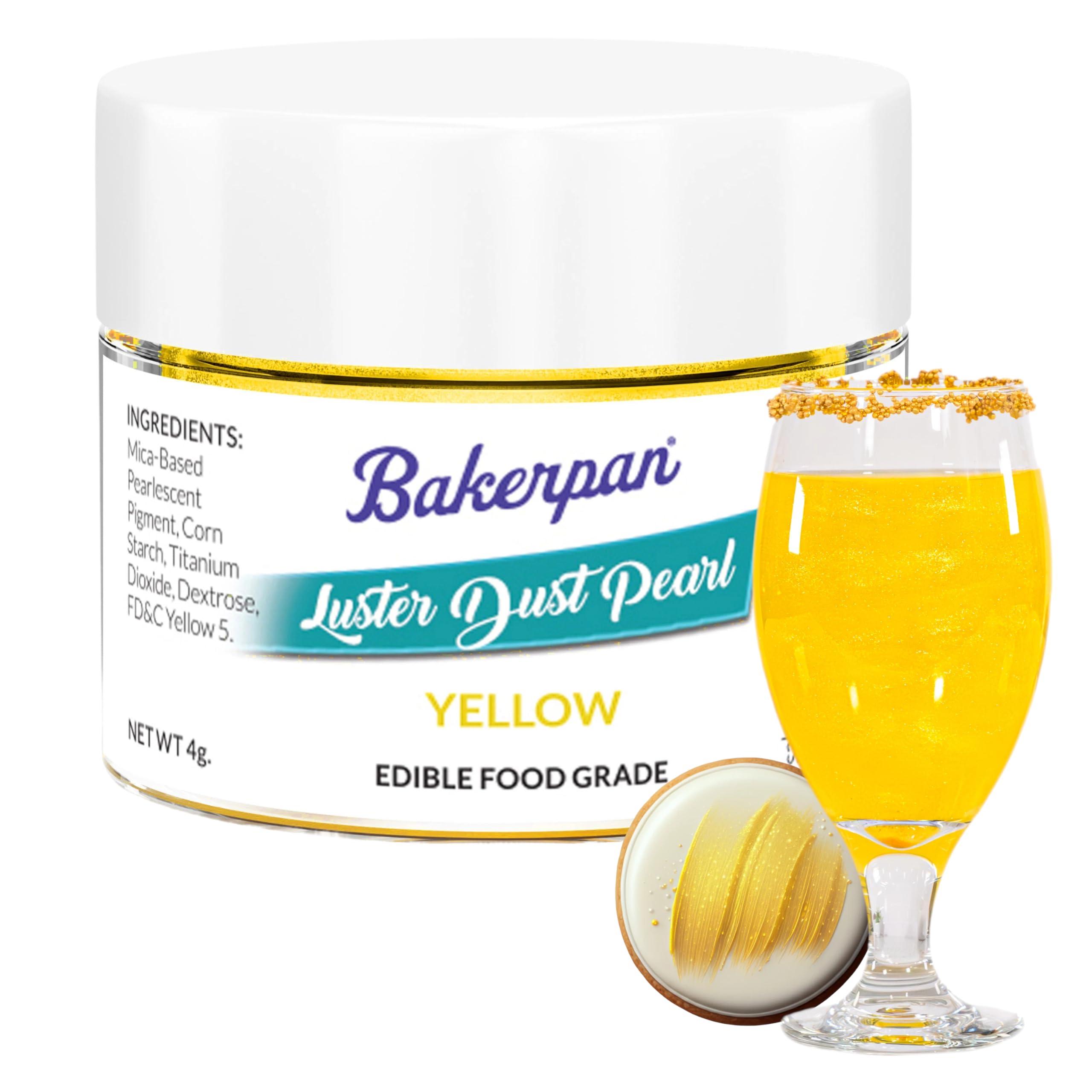 Bakerpan Bakerpan Pearl Luster Dust Edible, Yellow Edible Glitter for Cocktails, 4 Grams Edible Glitter for Cake Decorating, Cookies, Chocolates and Candies, Edible Glitter for Drinks