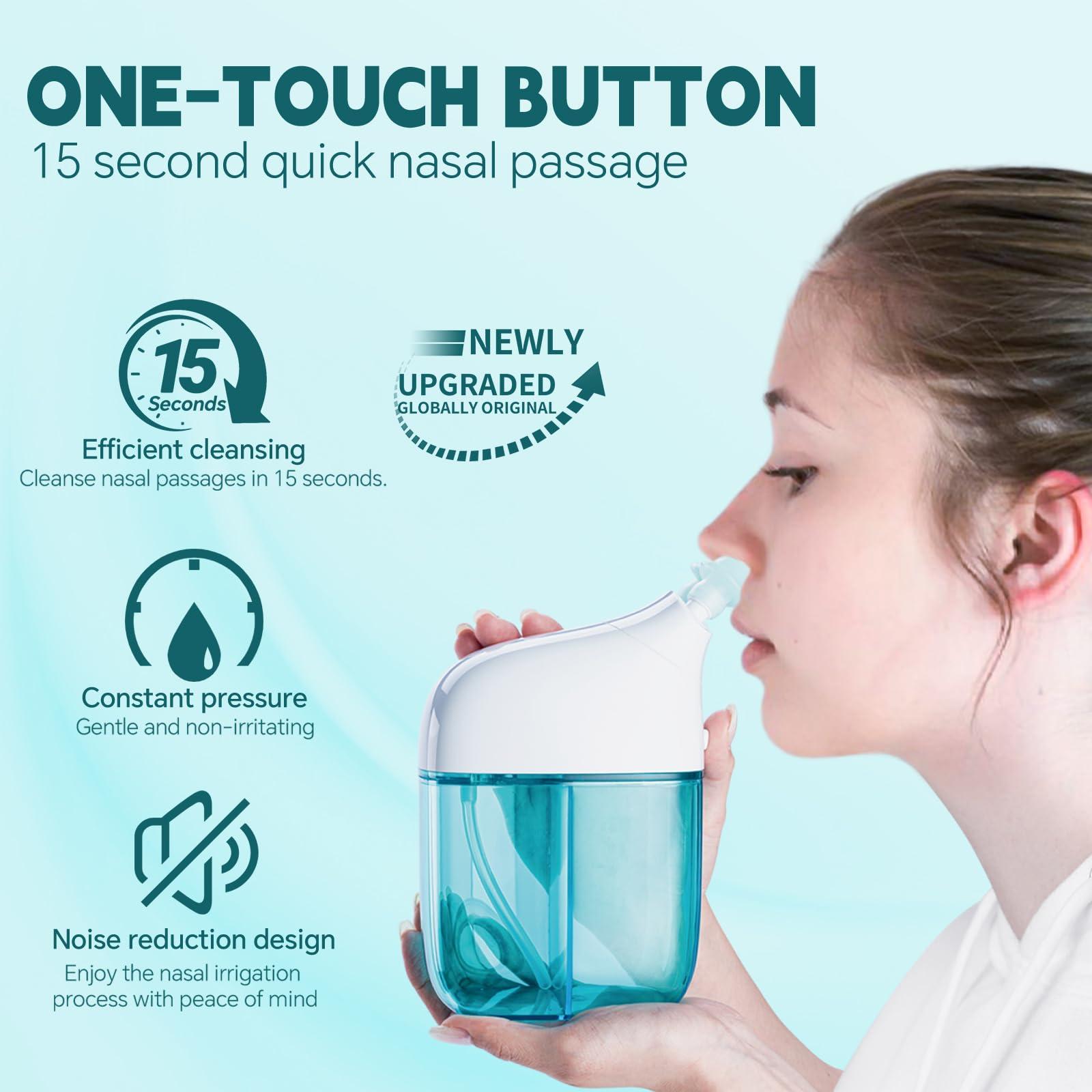 ronfnea ronfnea Nasal Irrigation System, Nasal Care, Sinus Rinse Machine, Nasal Rinse Machine, Nasal Cleaner with Auto Waste Collection Function for Sinus, Runny Nose, Nasal Congestion Turquoise