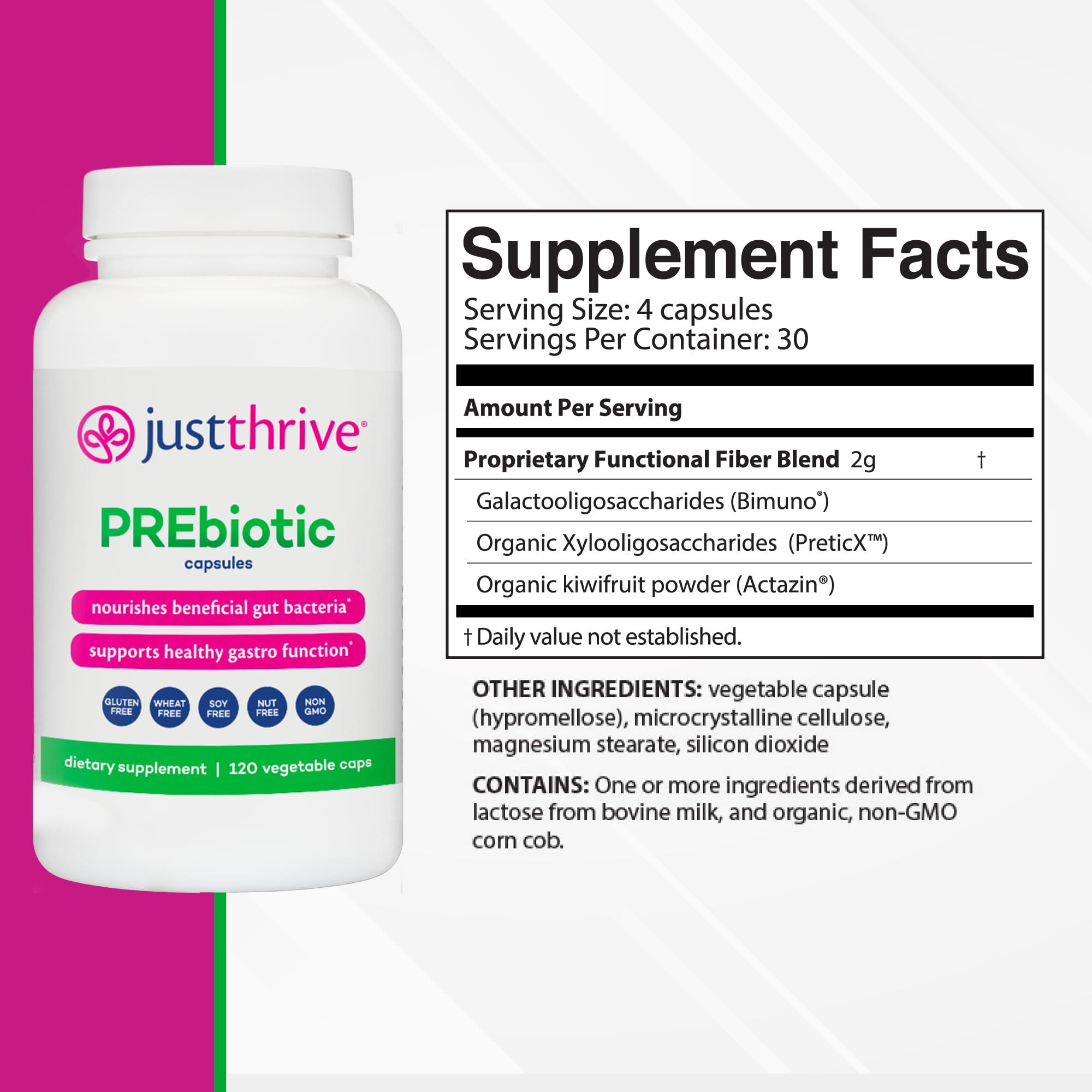 Just Thrive Just Thrive PREbiotic Capsules - Prebiotic Blend for Gut Health and Immune Support, 120 Caps