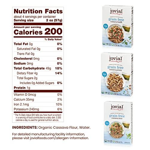 Jovial Jovial Grain-Free Cassava Pasta Variety (Orzo, Penne and Fusilli) - Cassava Pasta, Paleo Pasta, Gluten Free Pasta Spaghetti, Grain-Free, Gluten-Free, Organic, Non-GMO - 3 Pack, 1 of Each Flavor