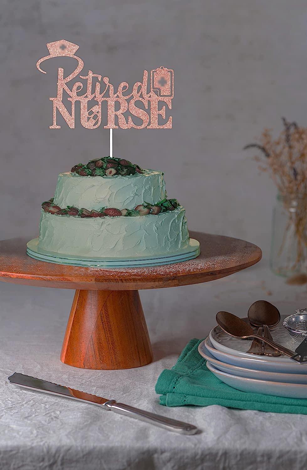 Four Ever Sweet Retired Nurse Cake Topper, Nurse Retirement Party Decor Sign, Going Away Cake Decorations for Coworkers, A Nursing Legend Retires Cake Topper Rose Gold
