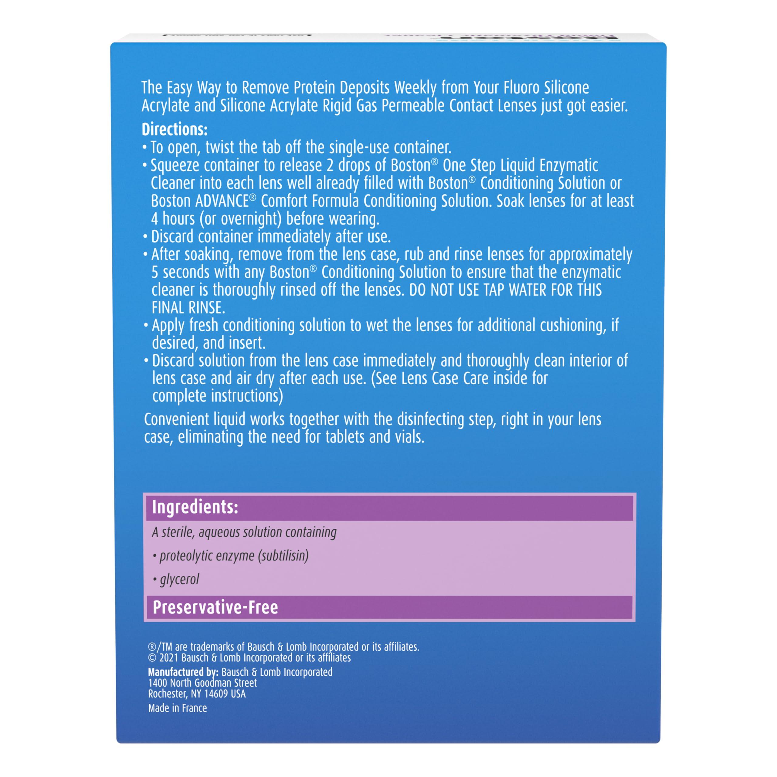 Boston Boston One Step Liquid Enzymatic Cleaner, Protein Remover, 0.01 Fl Oz (1 Box of 15 Dispensers)