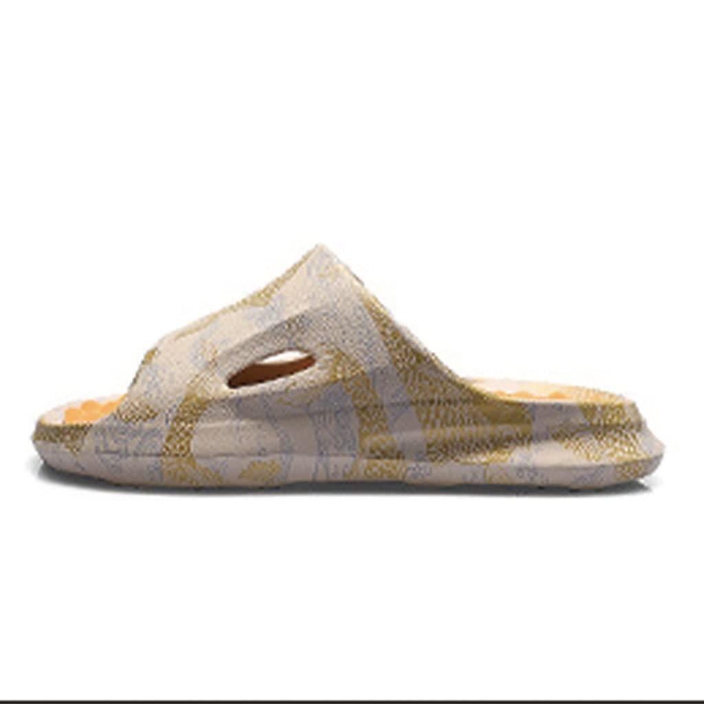 HSQMA Acupressure Slippers Acupressure Massage Sandals For Foot Acupoint Massage Shiatsu Arch Pain Relief Non-Slip Massage Shoes For Bath Shower Flip Flop Indoor & Outdoor ( Color : Khaki , Size : EUR45 )