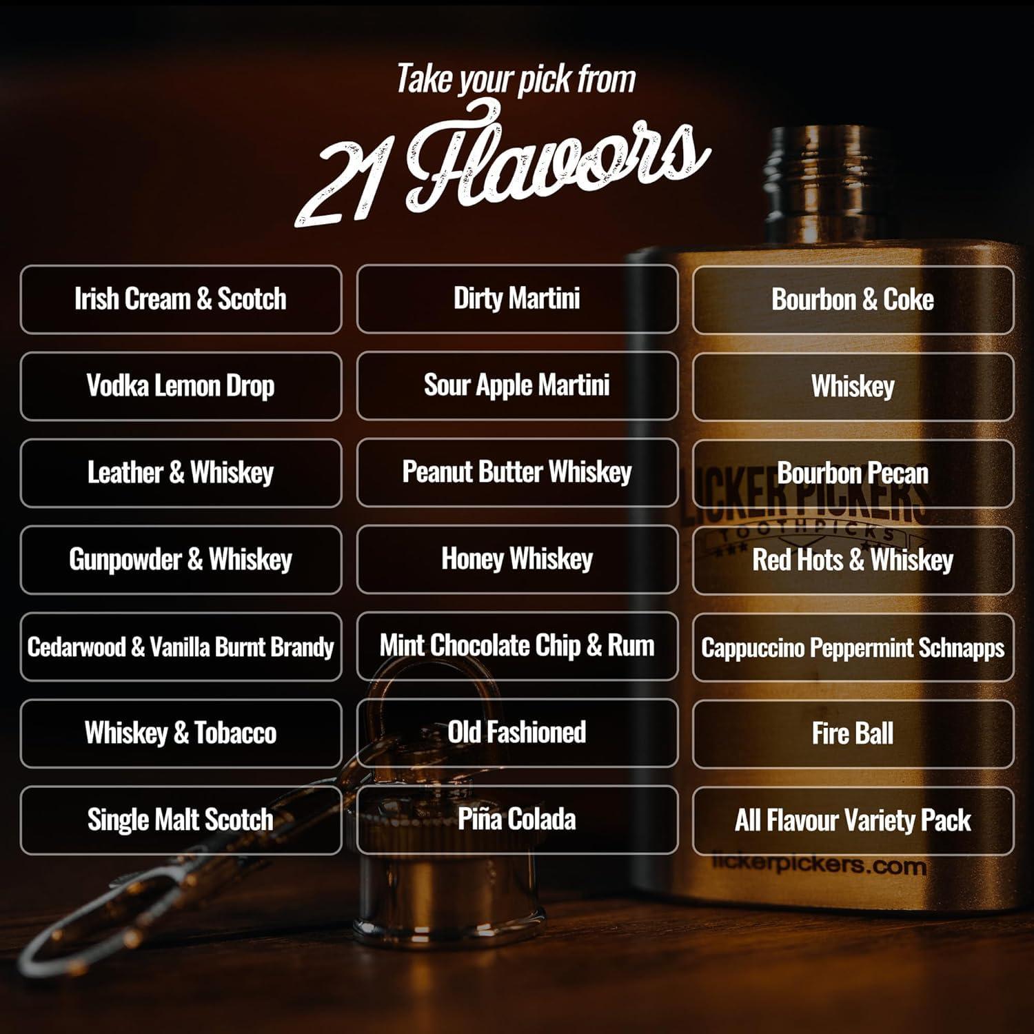 Licker Pickers Toothpicks All White Birchwood Toothpicks Made Using Premium Spirits. 25 Pickers - Red Hots & Whiskey