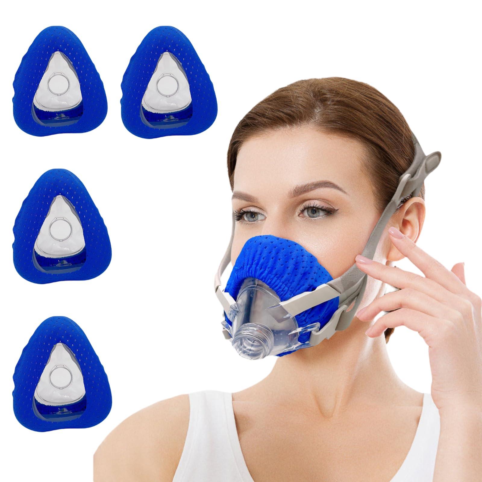 playWooWgo 4 Pack CPAP\' Mask Liners, Covers for Seal Mask Cushion Comfort Silky CPAP\' Mask Covers One Size Fit All Full Face Masks,Improve The Comfort of Wearing The Mask (Blue)