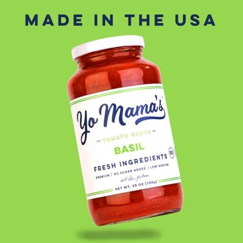 Yo Mama’s Foods Yo Mama\'s Foods Keto Tomato Basil Pasta Sauce - Pack of (2) - No Sugar Added, Low Carb, Low Sodium, Vegan, Gluten Free, Paleo Friendly, and Made with Whole, Non-GMO Tomatoes