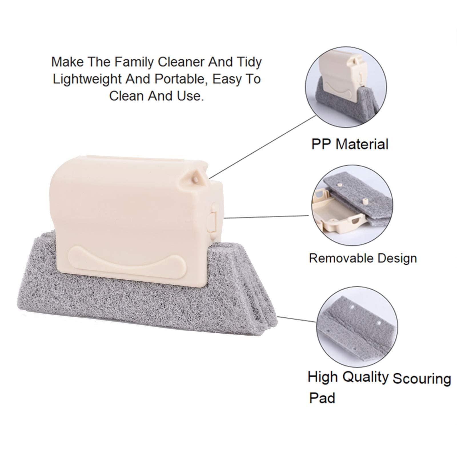 FuXinWorld 3PCS Magic Hand-held Window Cleaning Brush Creative Door Window Groove Cleaning Brushes Kitchen Decontamination Brush Fixed Slide Brush Head,Household Cleaning Tools for All Corners and Gaps