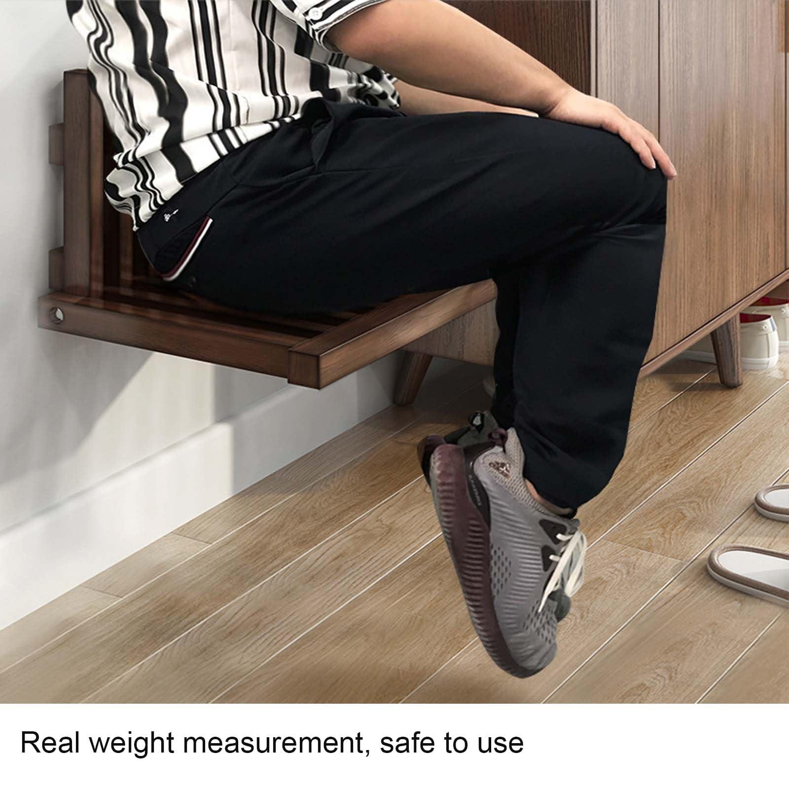 BBWLG Folding Shower Seat Wall Mounted,Bathroom Stool Fold Down Shower Chair for Pregnant Woman,Elderly,Waterproof Home Care Shower Bench for Inside Shower(19\"x2\"x17\") (White)