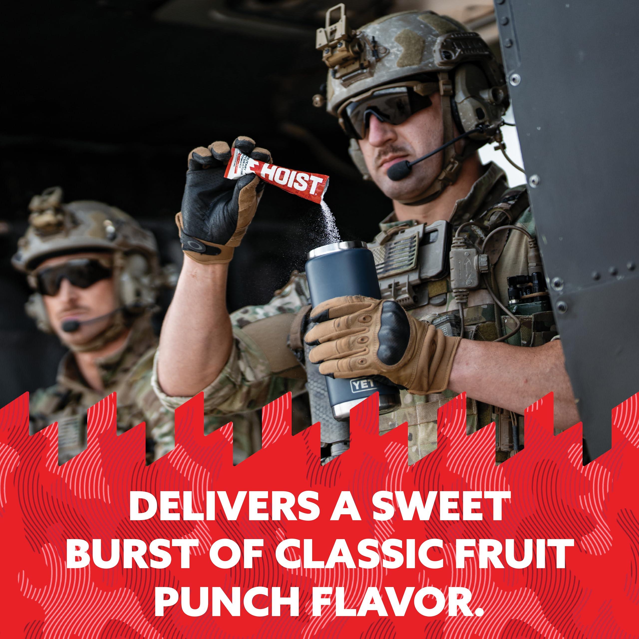 HOIST HOIST Premium Military Hydration Powder - Electrolyte Drink Mix - Powder Stick Pack, Fruit Punch (12 Sticks Per Pack)