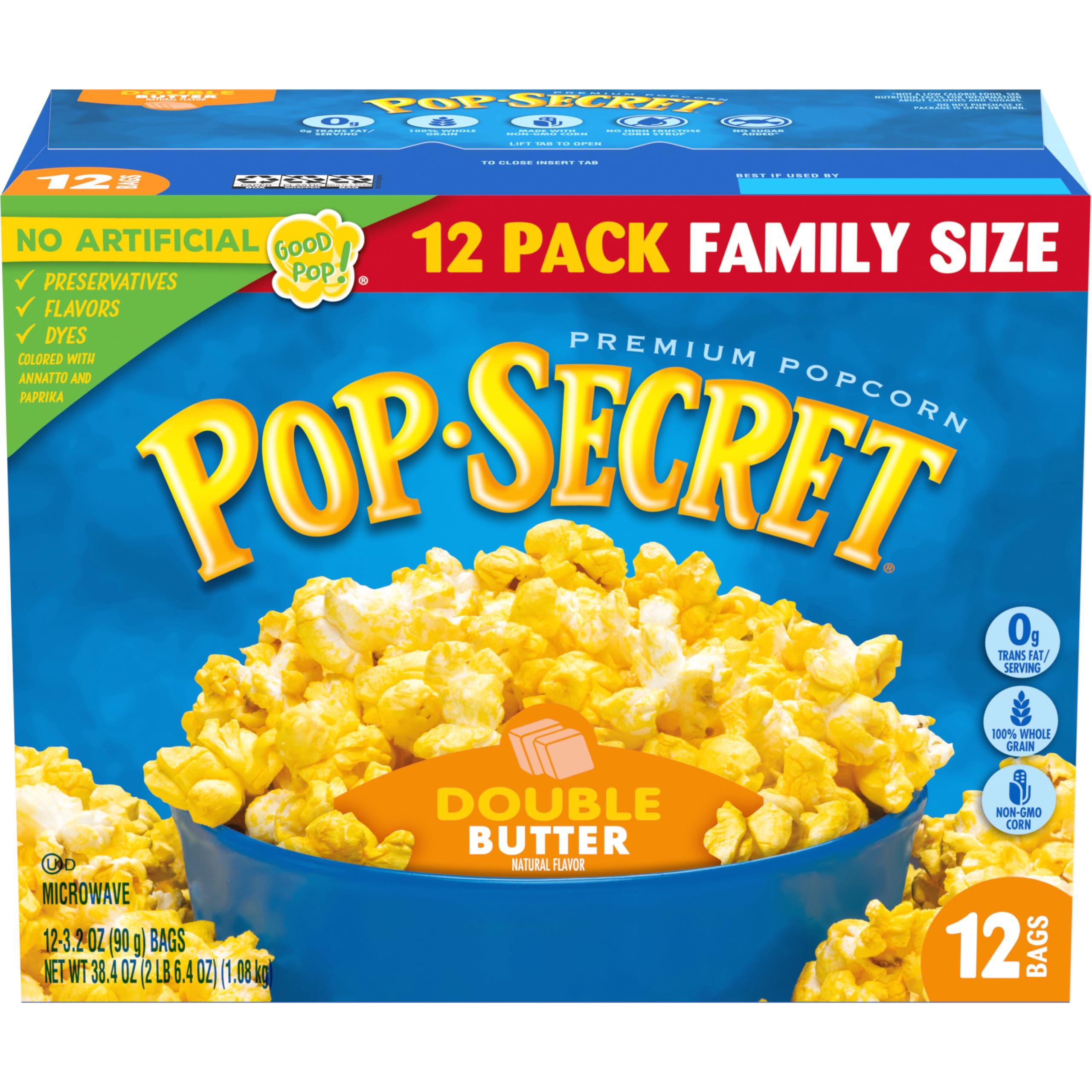Pop Secret Pop Secret Popcorn, Double Butter Microwave Popcorn, 3.2 Oz Sharing Bags, 12 Ct