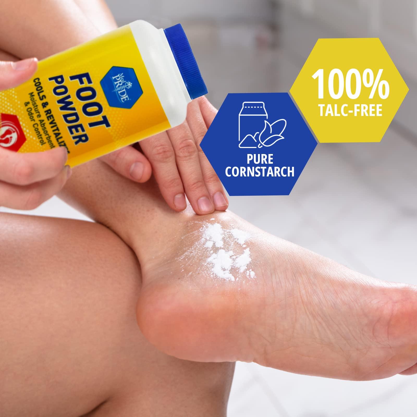 MED PRIDE MED PRIDE Premium Foot Powder For Moisture Control - Hypoallergenic, 100% Talc-Free Foot Cooling Powder To Reduce Odors And Absorb Sweat & Excess Moisture- Shoe & Foot Odor Eliminator Powder- 6oz