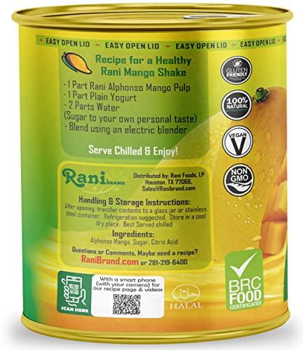 Rani Brand Authentic Indian Products Rani Mango Pulp Puree (Makes Mango Lassi Shakes) Alphonso Sweetened 30oz (1.875lbs) 850g ~ Kosher | All Natural | NON-GMO | Vegan | No colors | Gluten Friendly | Indian Origin